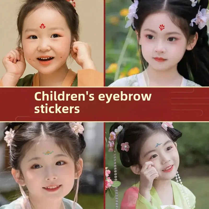 Waterproof Children's Eyebrow Heart Stickers Stage Performance Traditional Printing Student Hanfu Ancient Costume Women's Eyebro