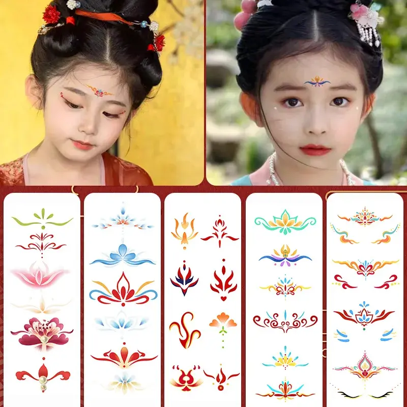 Waterproof Children's Eyebrow Heart Stickers Stage Performance Traditional Printing Student Hanfu Ancient Costume Women's Eyebro