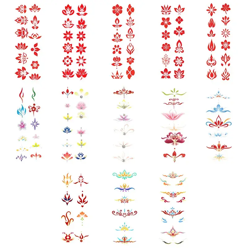 Waterproof Children's Eyebrow Heart Stickers Stage Performance Traditional Printing Student Hanfu Ancient Costume Women's Eyebro