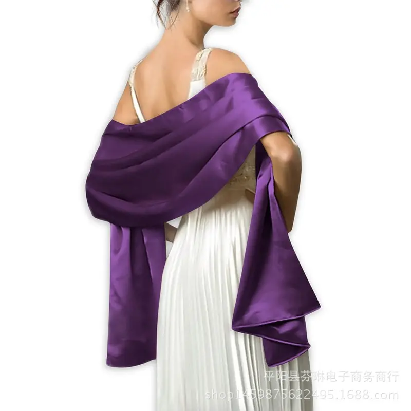 New European Style Solid Color Evening Dress With Shawl Long Scarf Decoration Wedding Dress Chinese Dress With Silk Scarf