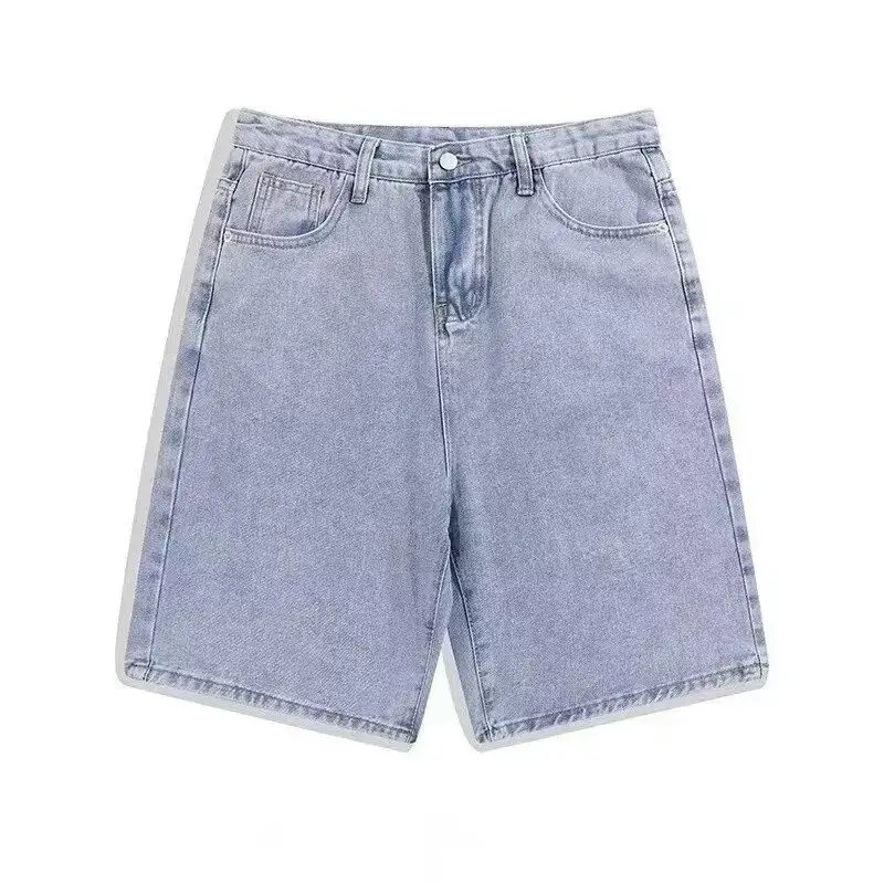 Retro Loose Jeans Shorts Men's Harajuku Punk High Waist Jeans Shorts Men's Casual Cotton Summer High Waist Loose Fit