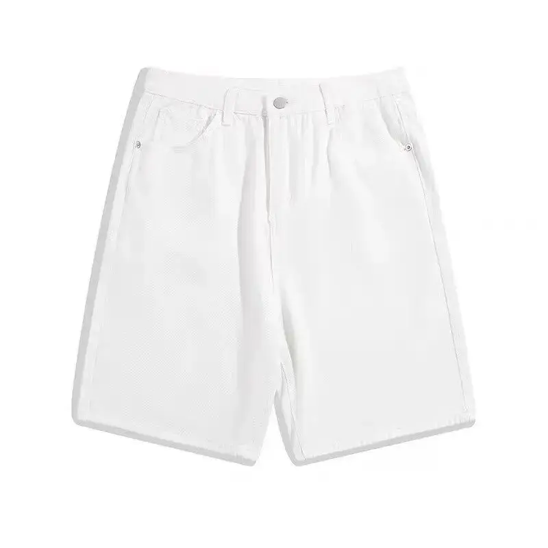 Retro Loose Jeans Shorts Men's Harajuku Punk High Waist Jeans Shorts Men's Casual Cotton Summer High Waist Loose Fit