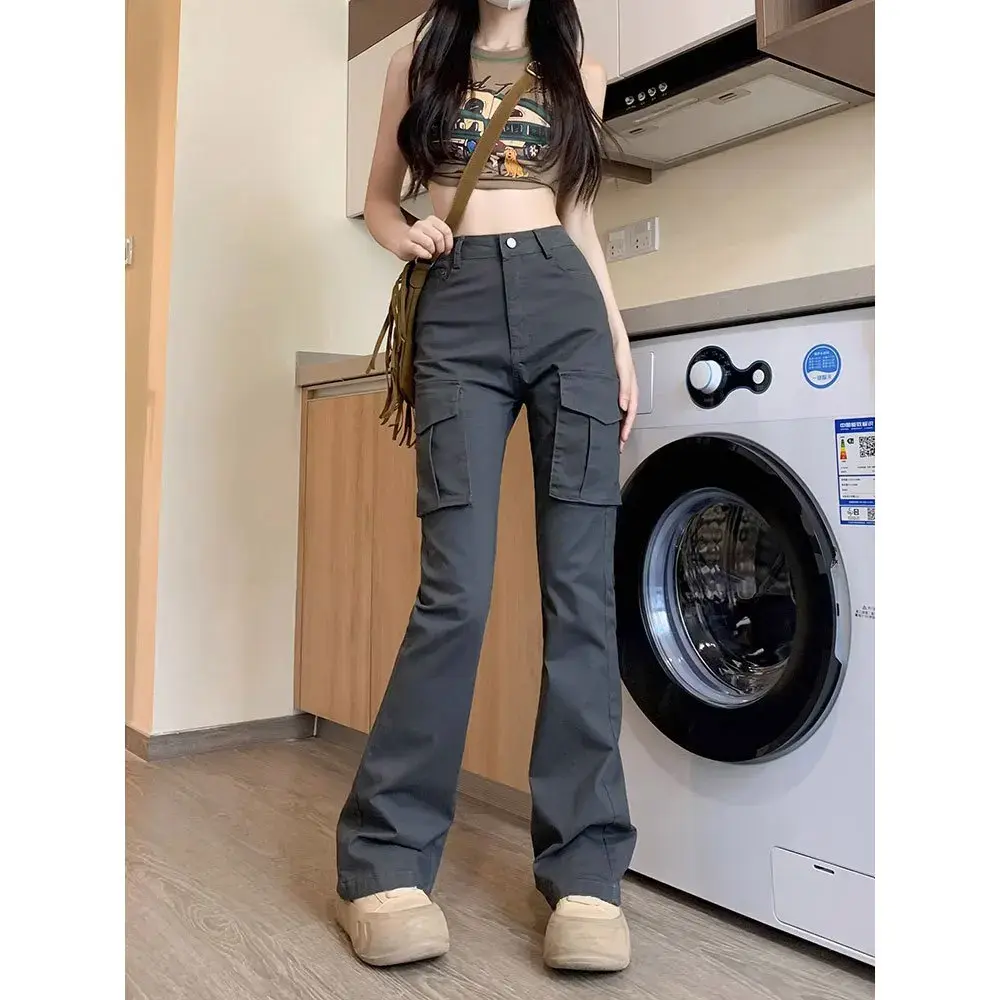 American Style High-Waisted Slimming Vintage Women's Cargo Pants Spring Autumn New Arrival Trendy Draped Horse Leg Pants