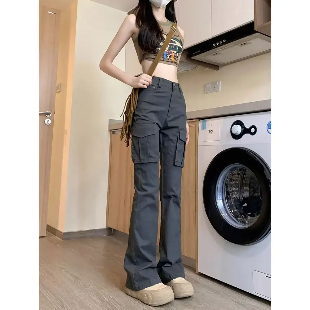 American Style High-Waisted Slimming Vintage Women's Cargo Pants Spring Autumn New Arrival Trendy Draped Horse Leg Pants