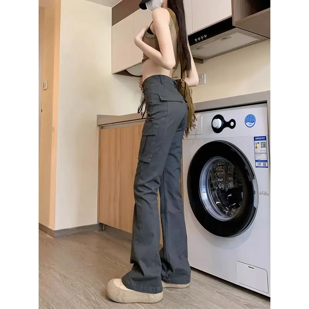 American Style High-Waisted Slimming Vintage Women's Cargo Pants Spring Autumn New Arrival Trendy Draped Horse Leg Pants
