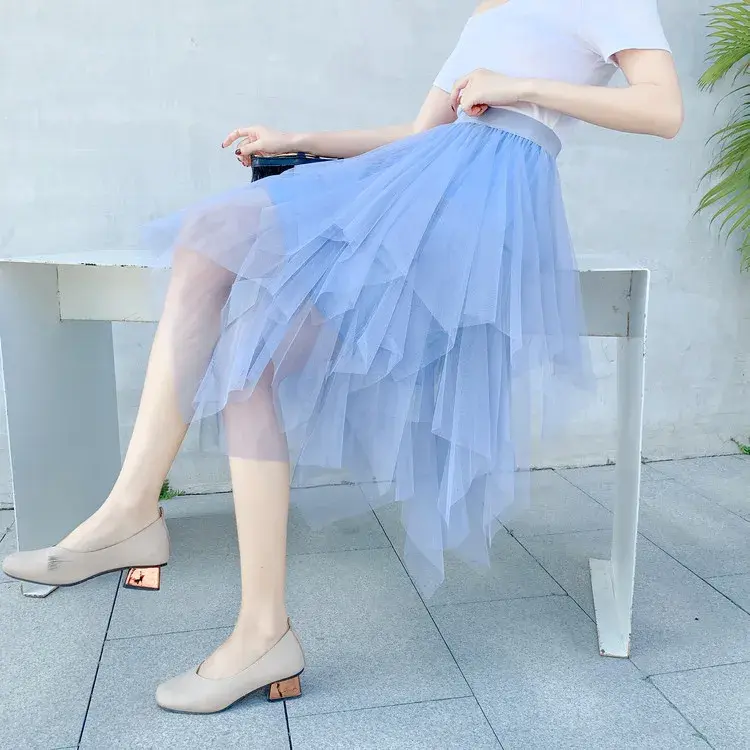 Spring 2025 New High-Waisted Slimming Mesh Skirt Women's Medium-Length Versatile Casual Fashion Trend Female Straight Skirt