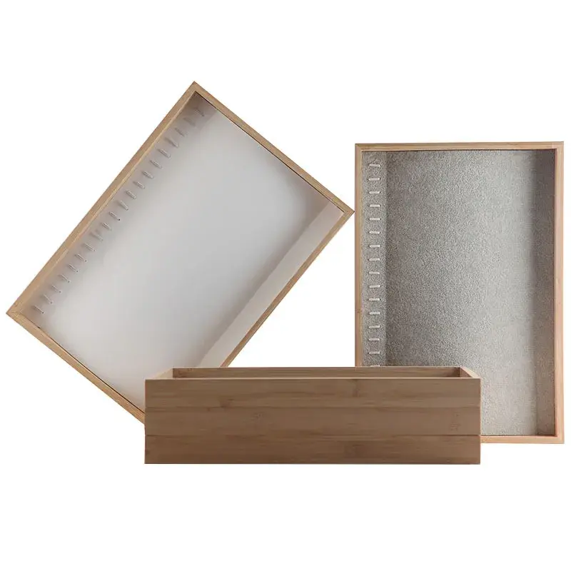 New Bamboo Wooden Jewelry Display Tray Necklace Bracelet Storage Box Jewelry Shelf Display Props Korean Style