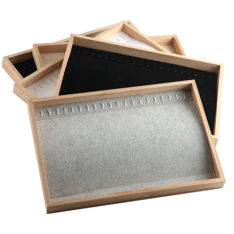 New Bamboo Wooden Jewelry Display Tray Necklace Bracelet Storage Box Jewelry Shelf Display Props Korean Style