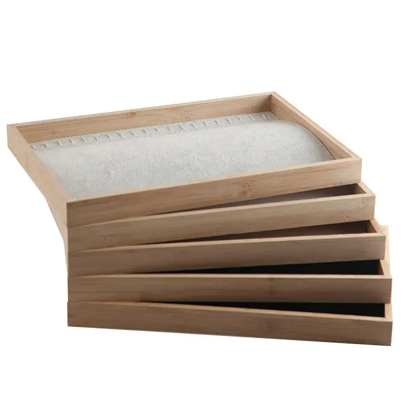 New Bamboo Wooden Jewelry Display Tray Necklace Bracelet Storage Box Jewelry Shelf Display Props Korean Style
