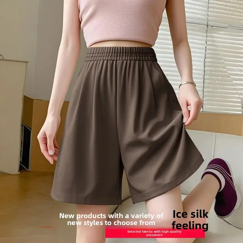 Ice Silk Breathable Shorts Women Summer New Sport Outdoor Thin Cool Casual Five-Part Pants Middle Waist Design Made in China