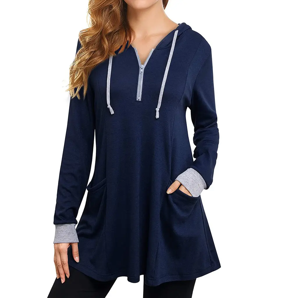 Autumn Loose-fit Hooded Color Blocking Long Sleeve Women's T-shirt Pullover Autumn Collection Casual Fashion Top