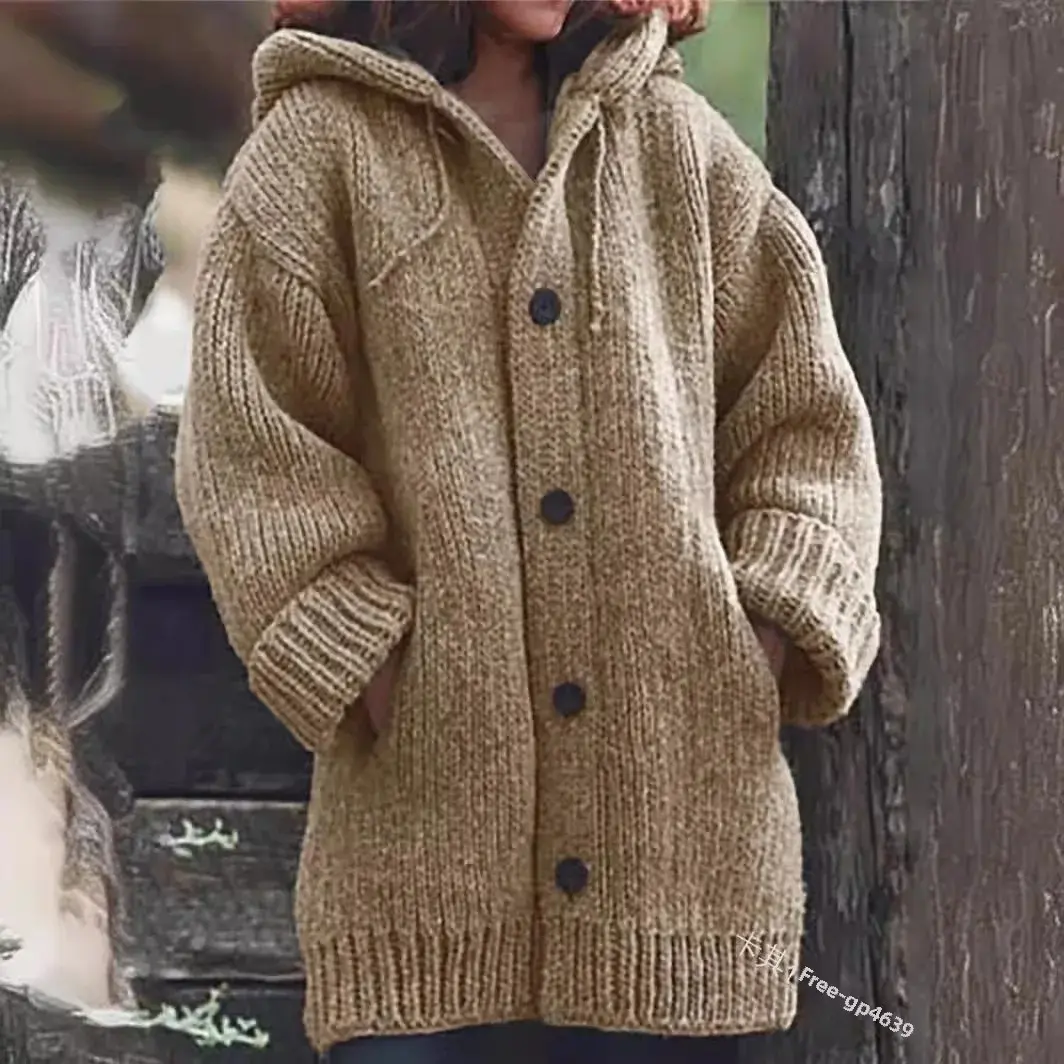 Women's Medium-Length Sweater With Hooded Jacket New Style European And American Explosion Sale Clothing EBay Amazon Wish