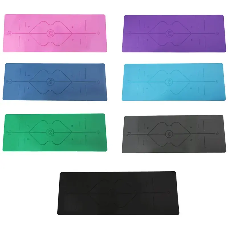 Non-Slip PU Rubber Yoga Mat Fitness Gymnastics Floor Exercise Equipment with Position Lines for Yoga Studio Luxury Design
