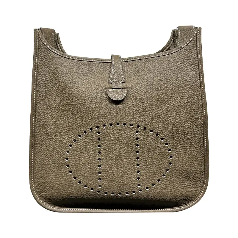 NicheDesign2023 New Women's Midsize 29TC Lychee Pattern Top Layer Cow Leather Shoulder Crossbody Bag Motorcycle Equipment Access