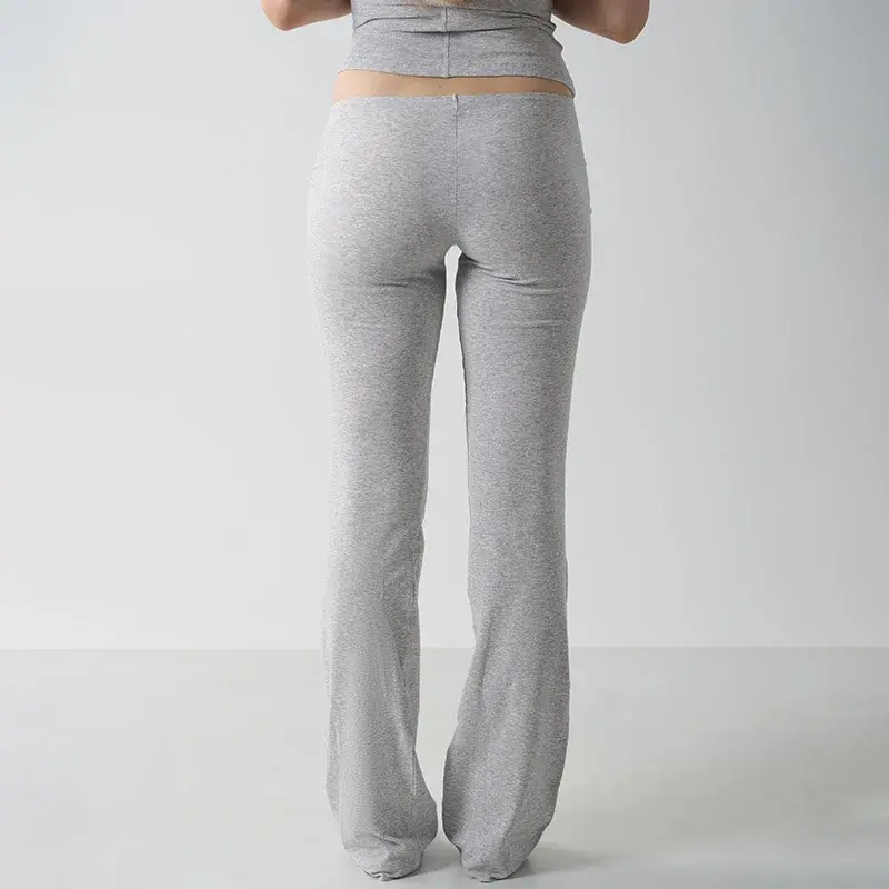 Low Waist Slim Fit Heart Pattern Hollow out Long Pants Cotton Jersey Flare Leggings Breathable Comfortable Women's Trousers