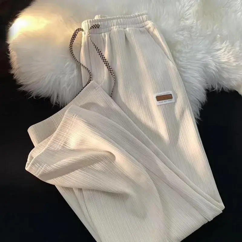 Loose High-Waisted Wide Leg Pants Women's Ice Silk Straight Leg Casual Trousers Spring Summer Autumn Fashion Street Style
