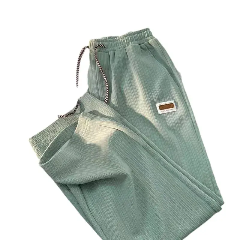Loose High-Waisted Wide Leg Pants Women's Ice Silk Straight Leg Casual Trousers Spring Summer Autumn Fashion Street Style
