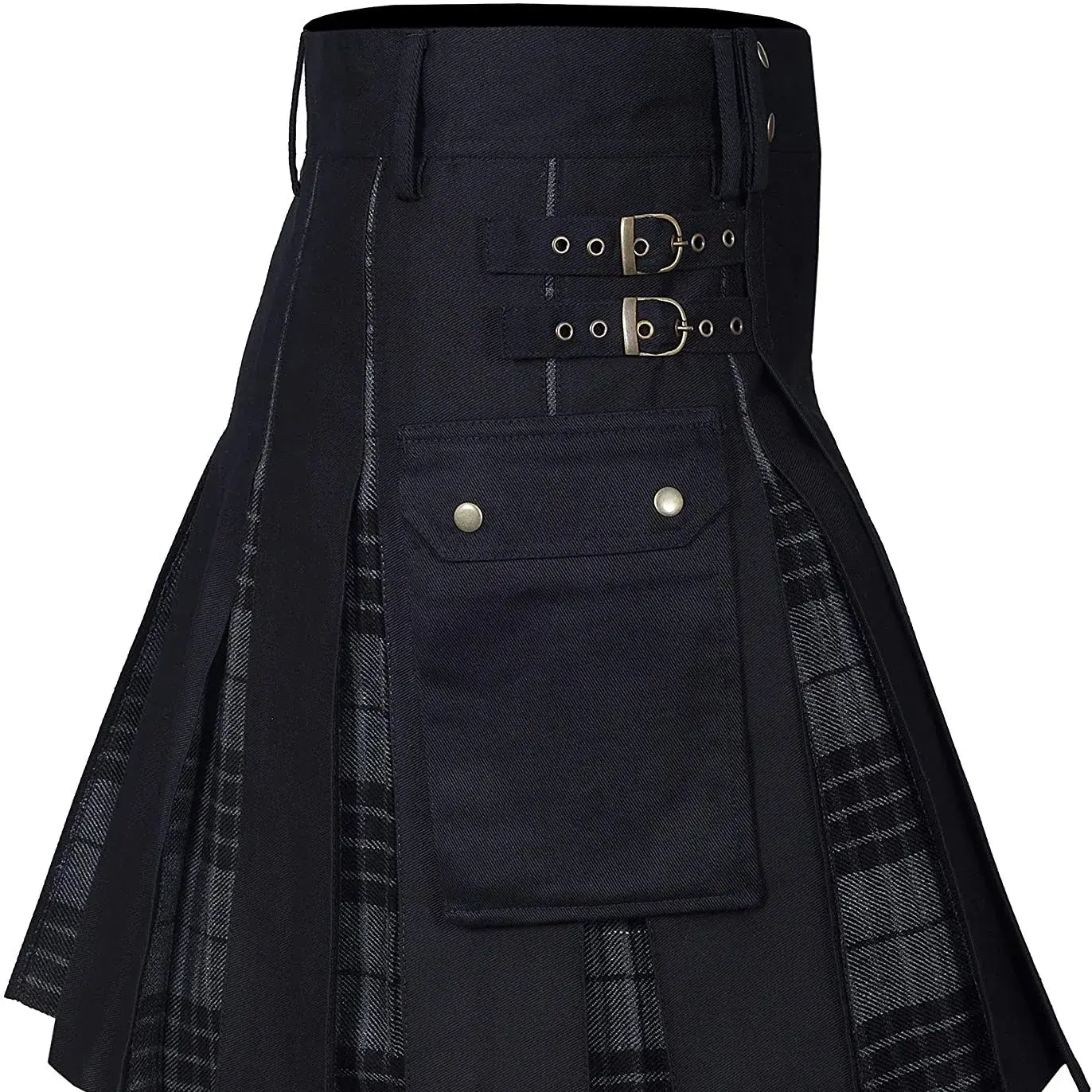 Scottish Tartan Men's Skirt Festive Clothing Plaid Color Block Camouflage Pleated Skirt Men's Fashion BK0170 Dance Sportswear