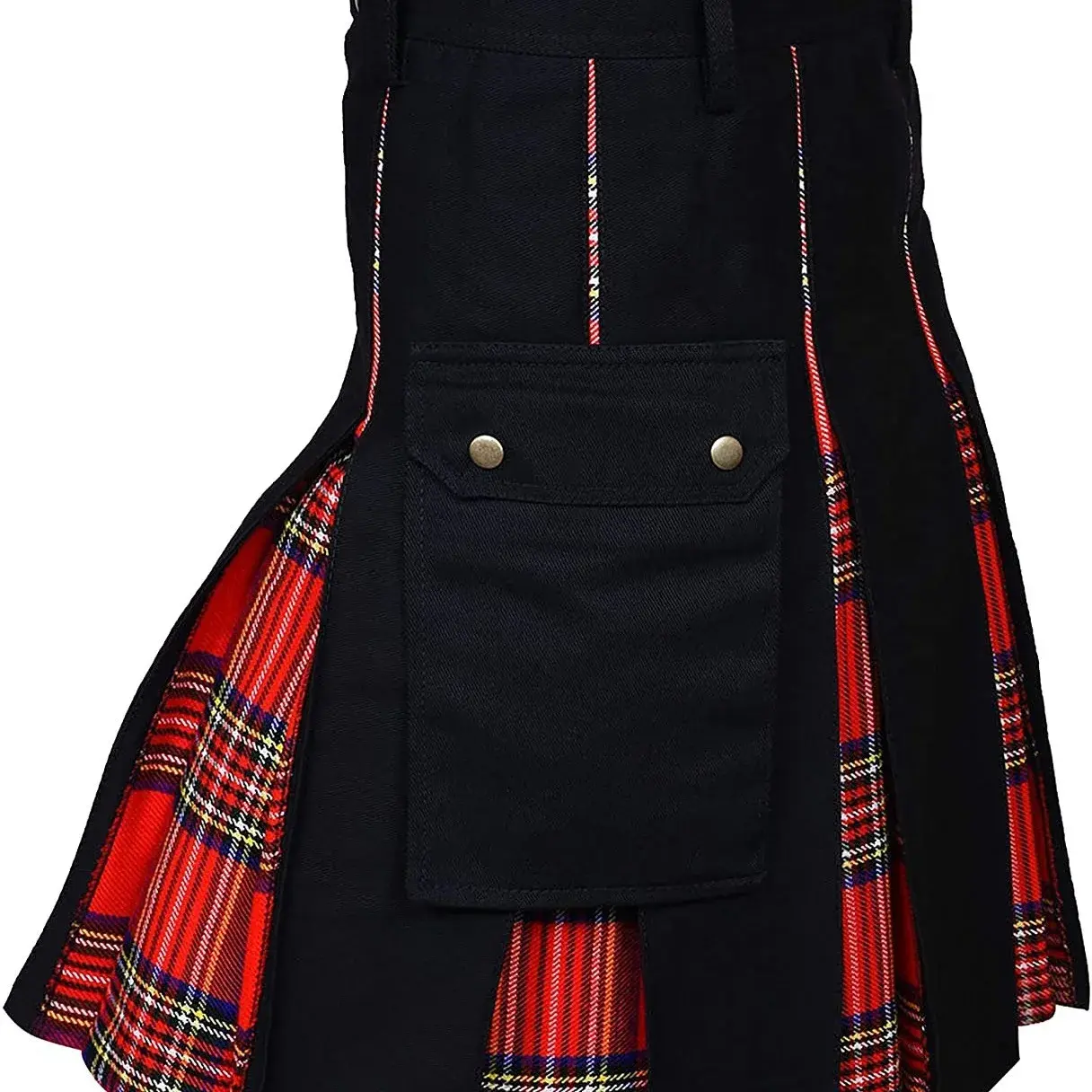 Scottish Tartan Men's Skirt Festive Clothing Plaid Color Block Camouflage Pleated Skirt Men's Fashion BK0170 Dance Sportswear