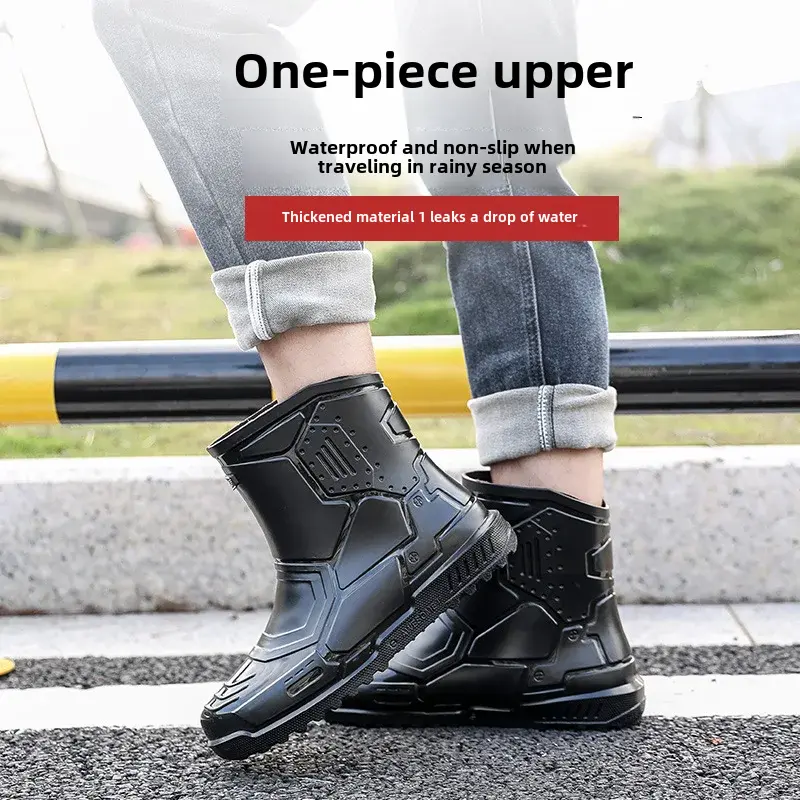 Men's Women's Barrel Water Shoes Adult Bottom Warm Waterproof Boots Cropped Student Rubber Shoes Motorcycle Equipment Parts