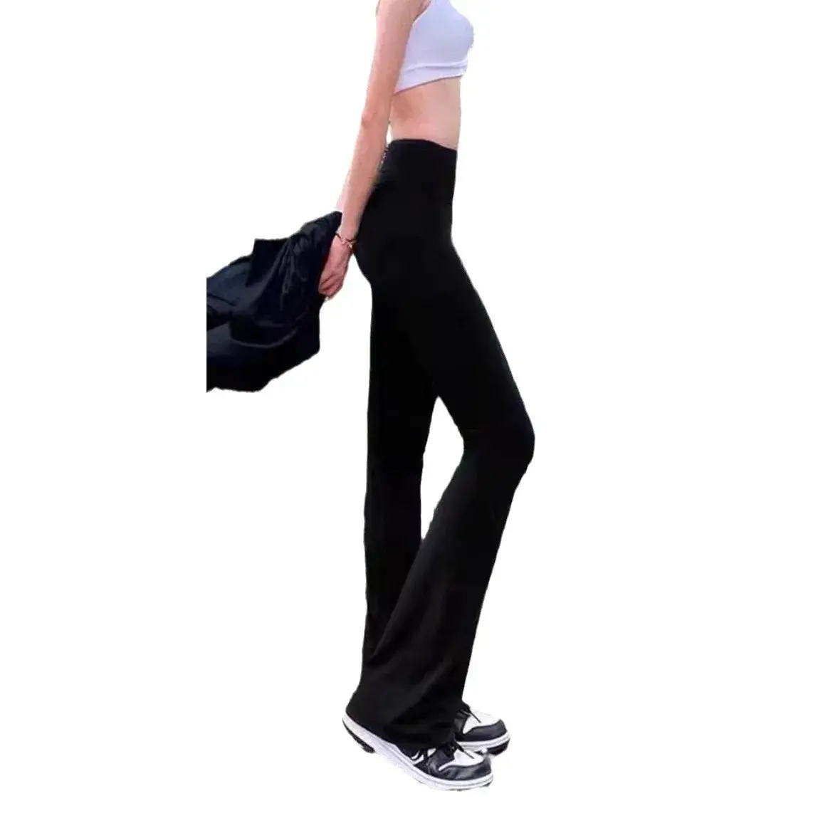 High Waist Slimming Yoga Pants Wide Leg Barbie Style Casual Outerwear Shark Skin Pattern Trousers for Women