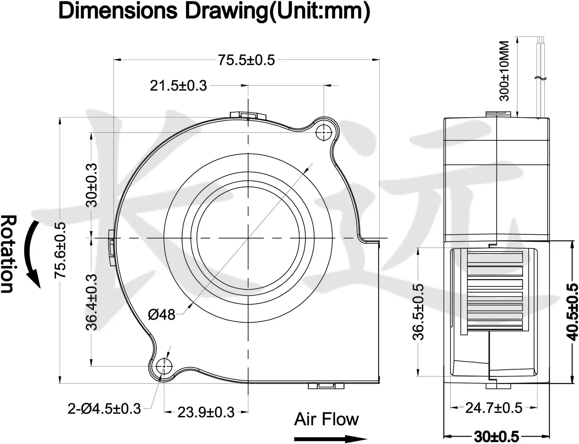 New Large Wind Fan 7CM Drum Fan 7530 12V 24V Mask Machine Centrifugal Humidifier Fan Cooling and Heating Air Circulation System 