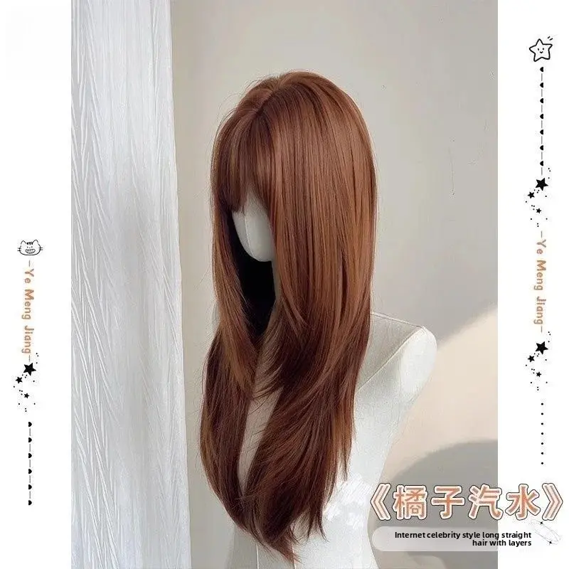 Orange Soda Style High Layer Women's Full Head Hair Cap Synthetic Fiber Asian Mechanism Hair Cap One Size Fits Most