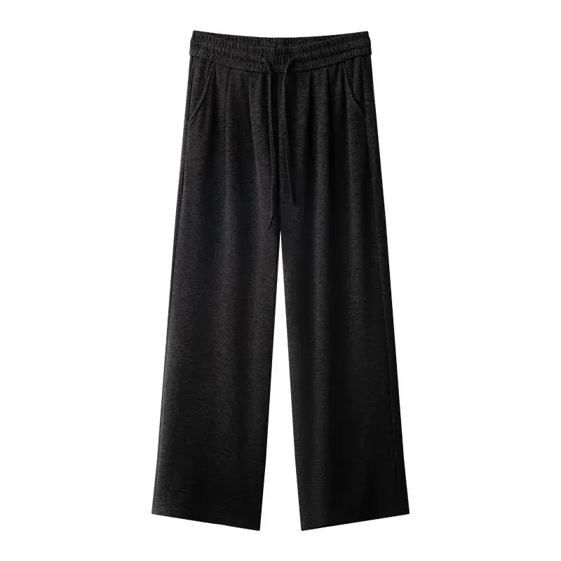 Deep Greyknit Rice Pants Women's Spring Autumn New Style High-Waisted Draped Bell Bottoms Straight Leg Loose Fit Casual Drag Pan