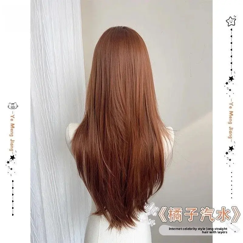 Orange Soda Style High Layer Women's Full Head Hair Cap Synthetic Fiber Asian Mechanism Hair Cap One Size Fits Most