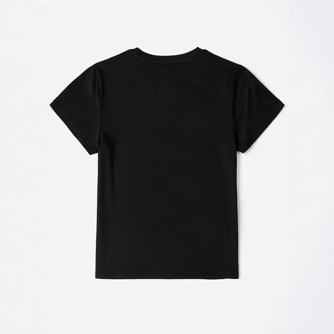 Women's round Neck Short Sleeve T-shirt Pure Color Independent Cross-Border Platform Short Length Polyester Fiber Crew Neck