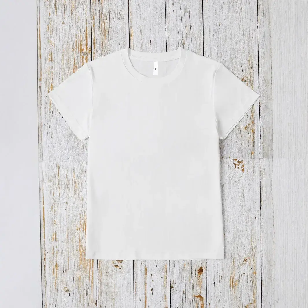 Women's round Neck Short Sleeve T-shirt Pure Color Independent Cross-Border Platform Short Length Polyester Fiber Crew Neck