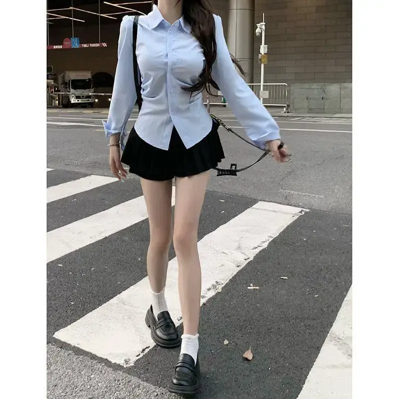 Blue Waist-Fitted Shirt Women's Slimming Design SensibilityNiche Sleeveless Top Trendy Spring Autumn New Arrival