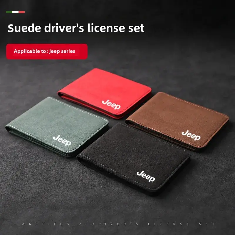 Jeep Leather Driving License Cover Two-in-one License Registration Document Holder Driver Photo Card Wallet