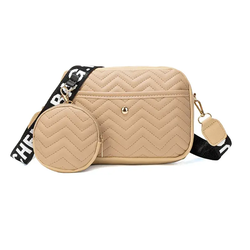 Guangzhou Women's Fashionable Embroidered V-Pattern Shoulder Bag New 2023 Korean Style Crossbody Bag Mother-Child Bag
