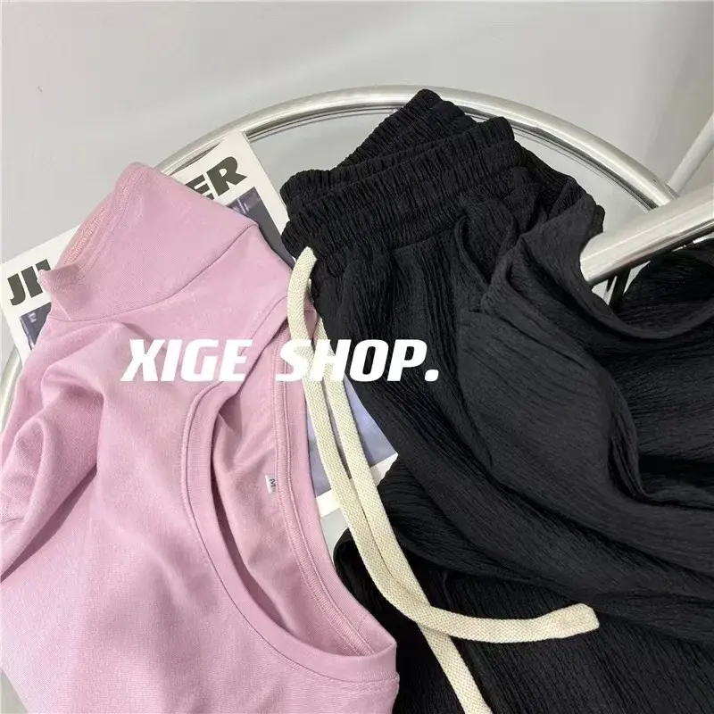High Waist Casual Pants Women's Loose Lazy Draped Straight Leg Floor-Length Slimming Sporty Wide Leg Trousers