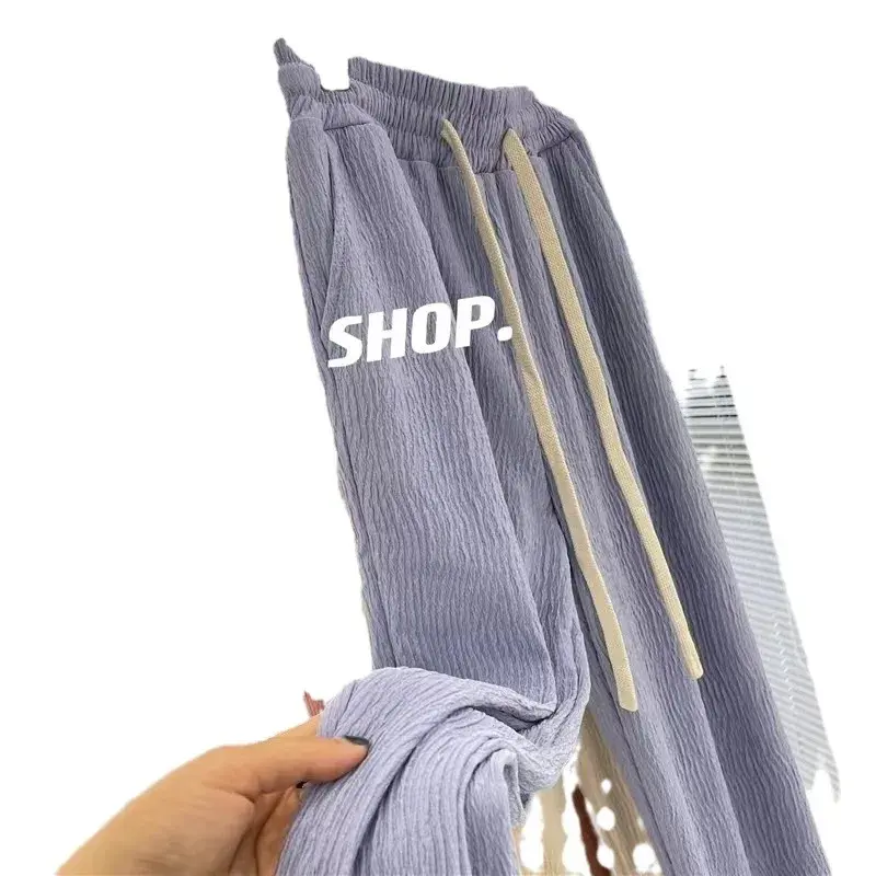 High Waist Casual Pants Women's Loose Lazy Draped Straight Leg Floor-Length Slimming Sporty Wide Leg Trousers