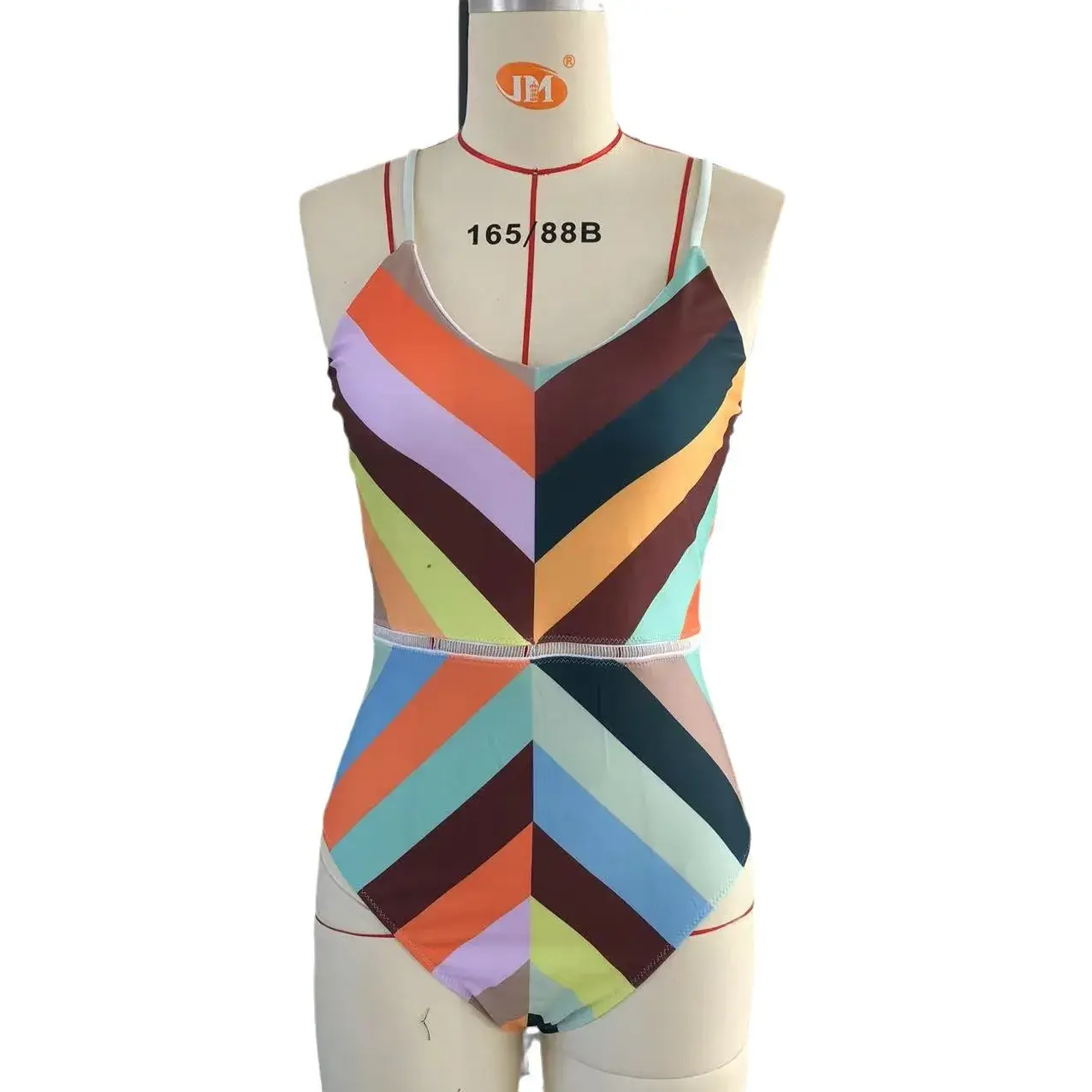 Sexy One-Piece Swimsuit for Women Conservative Color Block Collision Design New Hot Sale Of The Season Cross-Border Integrated S