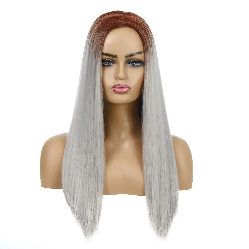 Cross-Border New Hot Sale Wig Multi-Color Long Straight Hair Women's Synthetic Wig Cap Multi-Color Xuchang Wig