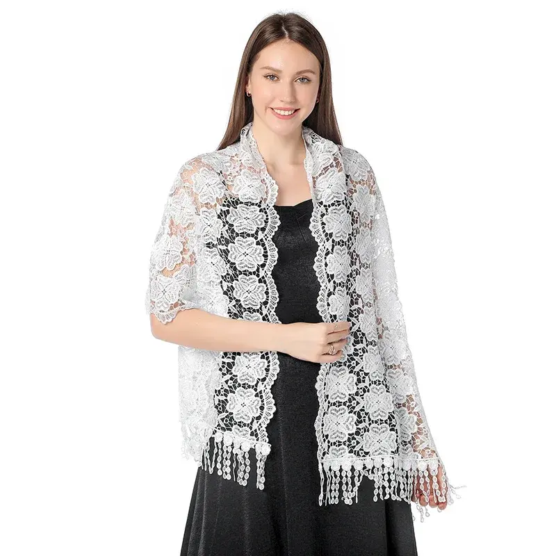 Elegant Embroidered Lace Shawl Women's Evening Gown Party Fringed Shawl Ethnic Style Final Embroidery Shawl For Special Occasion
