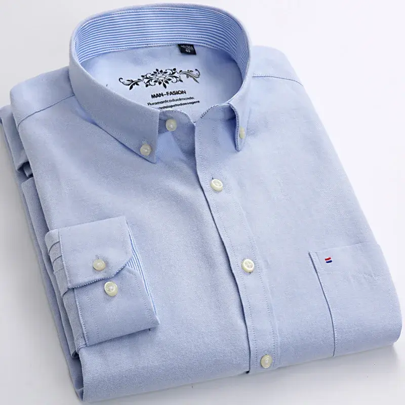 Casual Plaid Long Sleeve Shirt Solid Color Striped Professional Business Version Workwear Shirt For Men CASUAL Scene Origin Chin