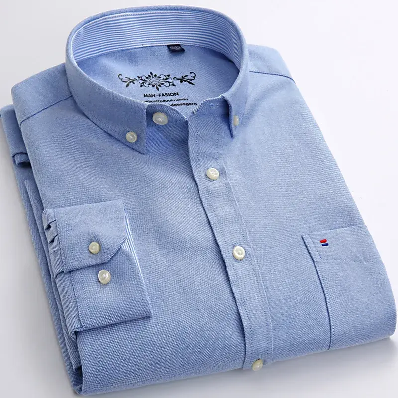 Casual Plaid Long Sleeve Shirt Solid Color Striped Professional Business Version Workwear Shirt For Men CASUAL Scene Origin Chin