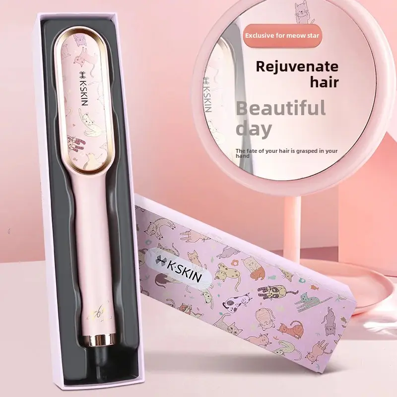 Gold Rice Straightening Comb Hair Straightener Curling Iron Hairdressing Salon Tool Accessories Straightening Brush Gift Box