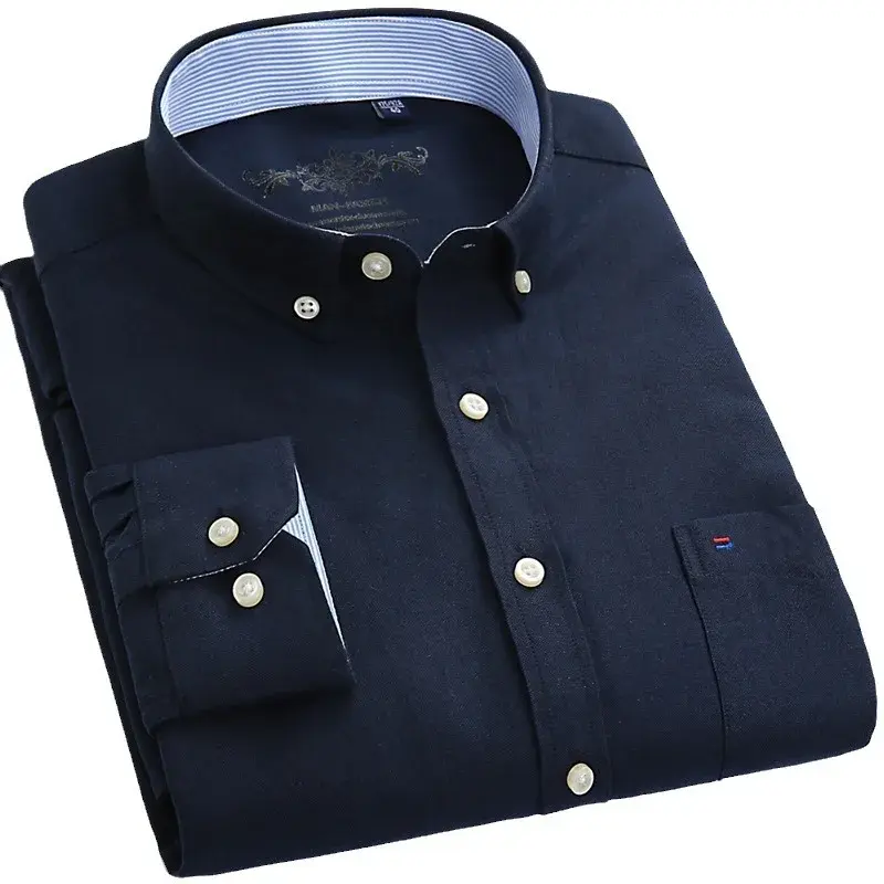 Casual Plaid Long Sleeve Shirt Solid Color Striped Professional Business Version Workwear Shirt For Men CASUAL Scene Origin Chin