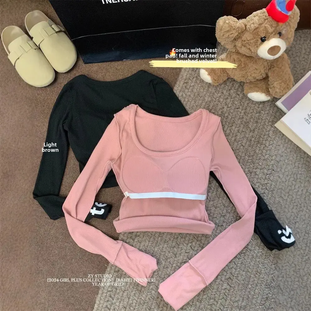 Velvet Warm Long Sleeve T-Shirt for Women Comfortable Slimming Smooth Silhouette Versatile Neckline Autumn/Winter Season