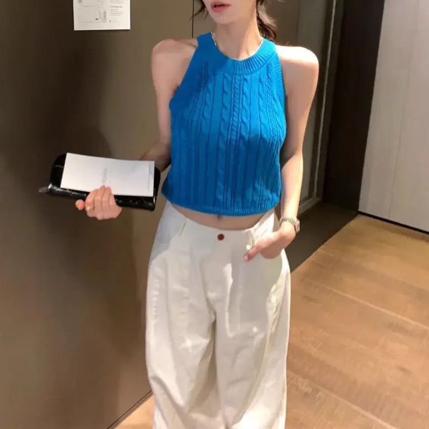 New 2025 Women's Linen Vest Summer Neck Hanging Strap Lazy Commute Top Comfortable Breathable Casual Fashion Chinese Brand