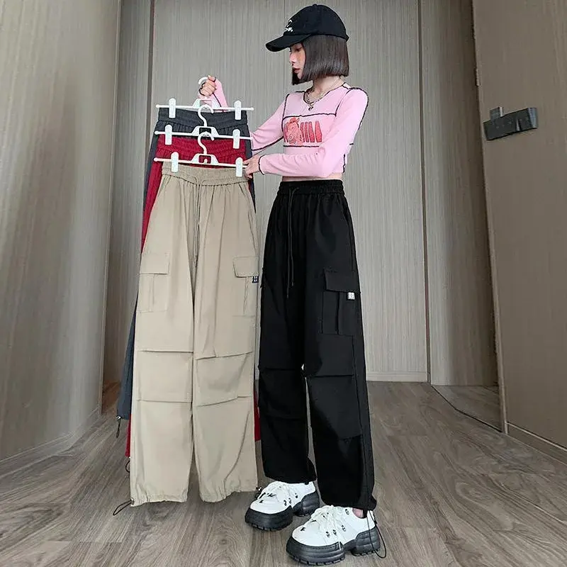 Women's Thin Quick Dry Straight Leg Wide Leg Workwear Pants Trousers Sports Pants Elastic Waist Cuffed Lightweight Long Trousers