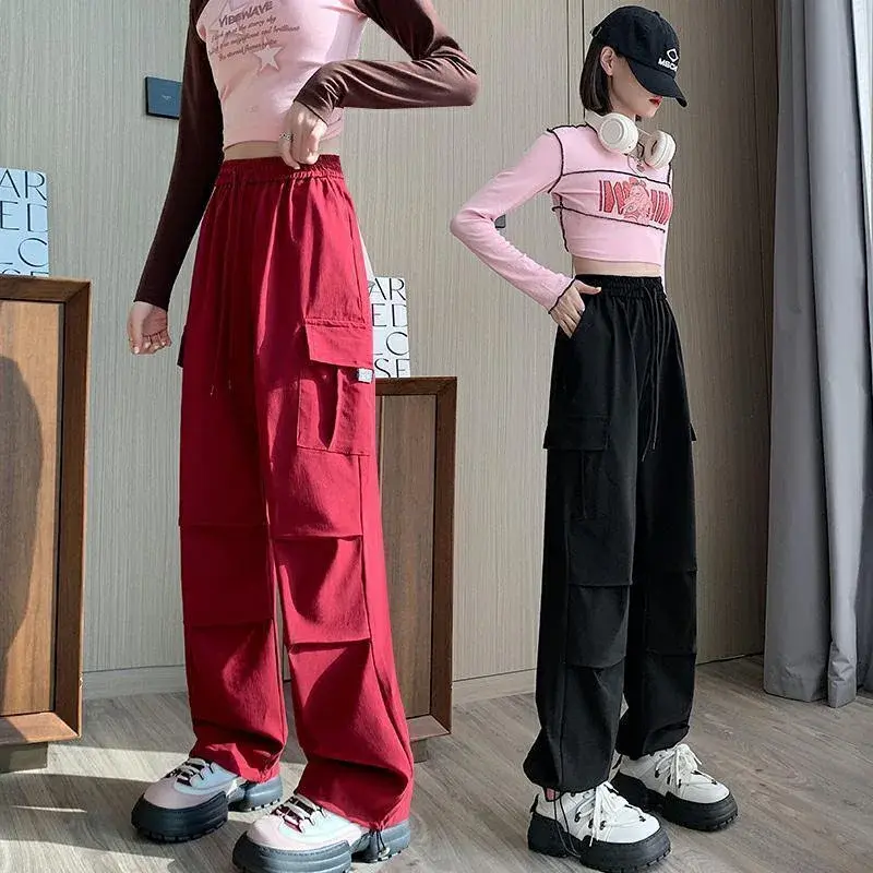 Women's Thin Quick Dry Straight Leg Wide Leg Workwear Pants Trousers Sports Pants Elastic Waist Cuffed Lightweight Long Trousers