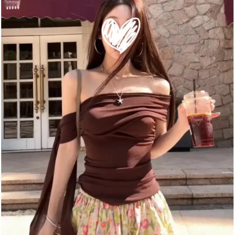 Summer 2025 Sexy Unusual Sleeveless Vest Strap Women's Base Fashionable All-Match Pants Skirts Knitted Full Sleeve Regular Patte