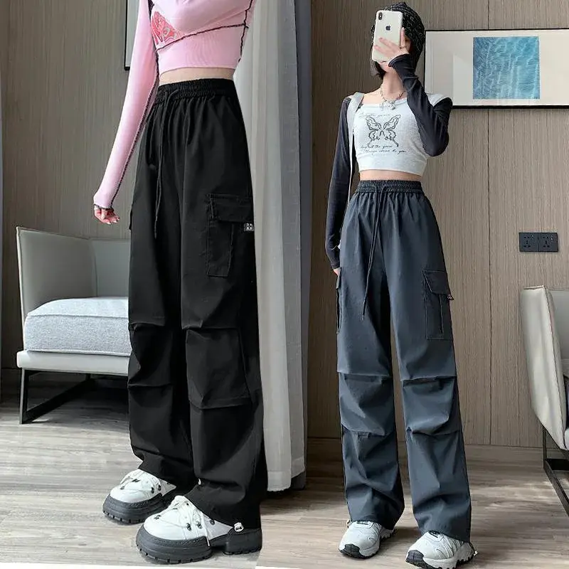 Women's Thin Quick Dry Straight Leg Wide Leg Workwear Pants Trousers Sports Pants Elastic Waist Cuffed Lightweight Long Trousers