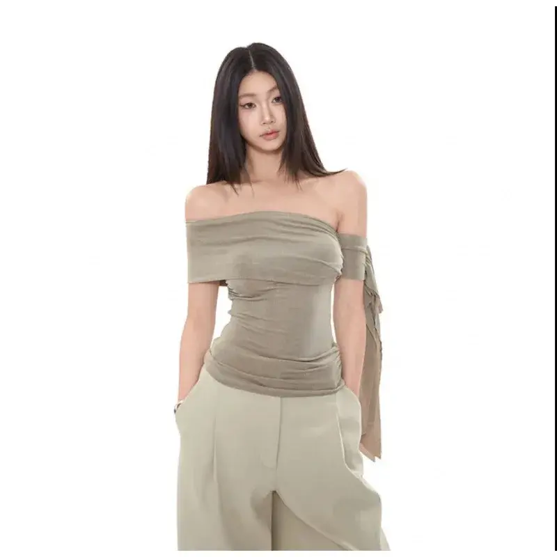 Summer 2025 Sexy Unusual Sleeveless Vest Strap Women's Base Fashionable All-Match Pants Skirts Knitted Full Sleeve Regular Patte